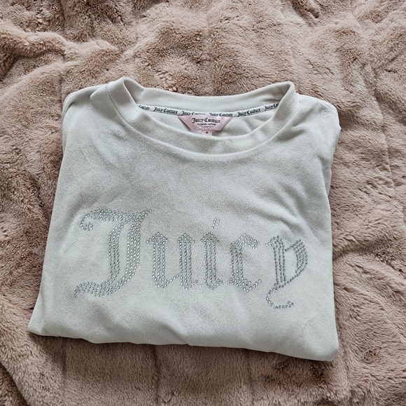Juicy Couture Size m bling logo velour pullover crewneck long sleeve - Picture 5 of 9